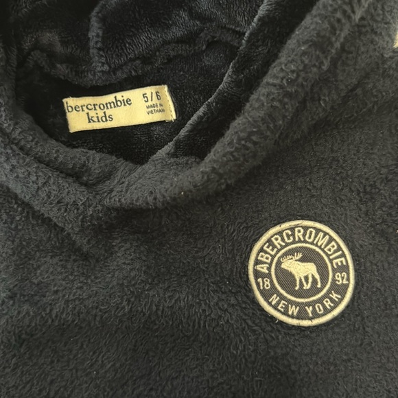 abercrombie Kids Hoodie Navy Blue Sherpa Logo Size 5/6 - Picture 2 of 4